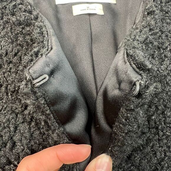 Aritzia Wilfred Black Laboratoire Fuzzy Teddy Sherpa Coat Womens Size Medium - Picture 4 of 11